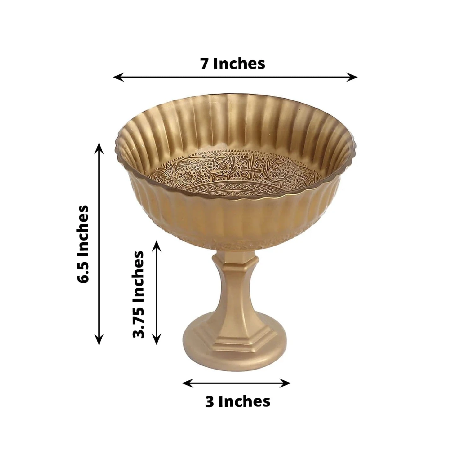7" Roman Style Metal Compote Vase Flower Bowl Centerpiece - Gold 4 7" Roman Style Metal Compote Vase Flower Bowl Centerpiece - Gold - Image 2