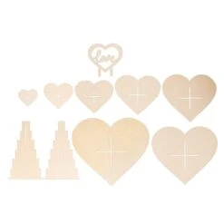 16" Heart 7 Tier Wooden Cupcake Dessert Stand With Love Topper - Natural -Optimal Home Decoration 7 tier wooden heart chocolate display stand with love topper natural cake wod017 15 nat 31044543742015