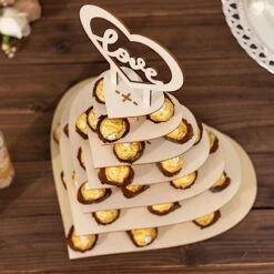 16" Heart 7 Tier Wooden Cupcake Dessert Stand With Love Topper - Natural -Optimal Home Decoration 7 tier wooden heart chocolate display stand with love topper natural cake wod017 15 nat 31044544102463