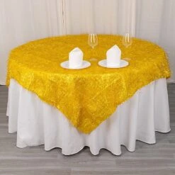 72"x72" Polyester Square Table Overlay With Metallic Foil Tinsel -Optimal Home Decoration 72 metallic fringe shag tinsel square polyester table overlay black 30927618441279