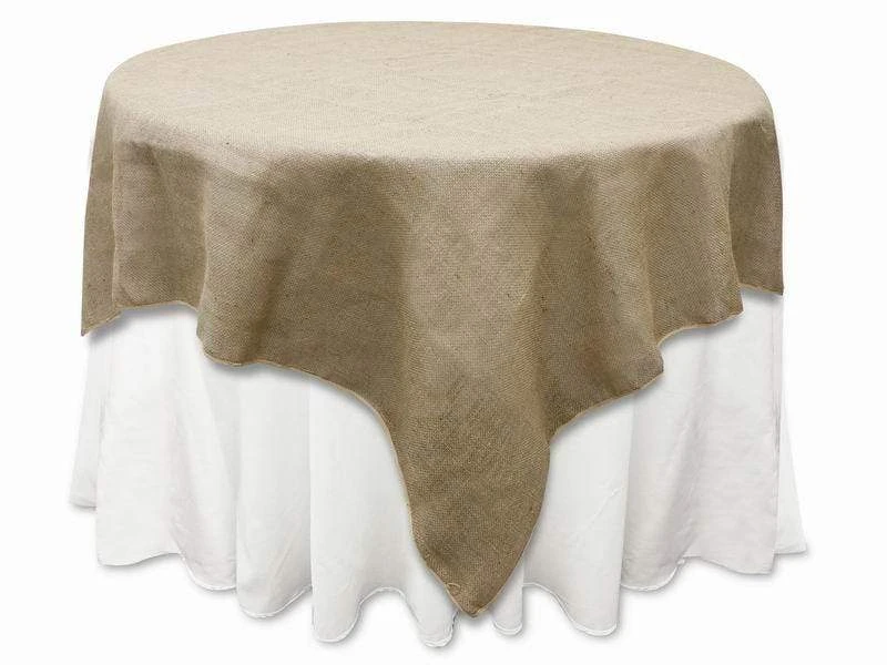 72" X 72" Burlap Table Overlay - Natural 5 72" X 72" Burlap Table Overlay - Natural - Image 3