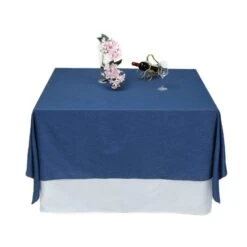 72" X 72" Faux Denim Polyester Table Overlay - Dark Blue