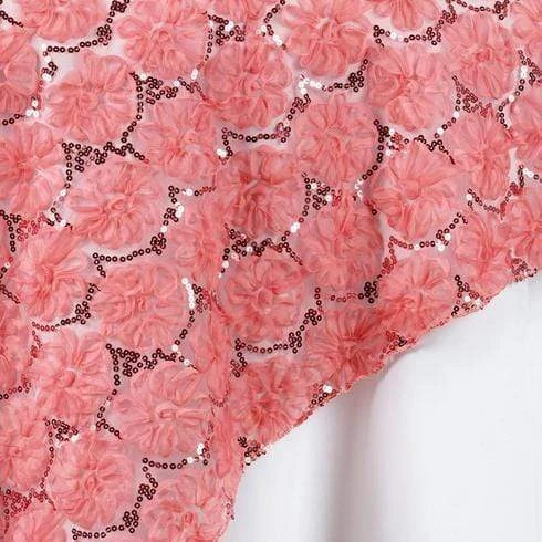 72" X 72" Satin Ribbon Flowers On Lace Table Overlay 7 72" X 72" Satin Ribbon Flowers On Lace Table Overlay - Image 5