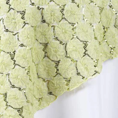 72" X 72" Satin Ribbon Flowers On Lace Table Overlay 13 72" X 72" Satin Ribbon Flowers On Lace Table Overlay - Image 11