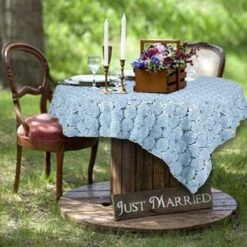 72" X 72" Satin Ribbon Flowers On Lace Table Overlay 34 72" X 72" Satin Ribbon Flowers On Lace Table Overlay -Optimal Home Decoration 72 x 72 satin ribbon flowers on lace table overlay 29022476861503