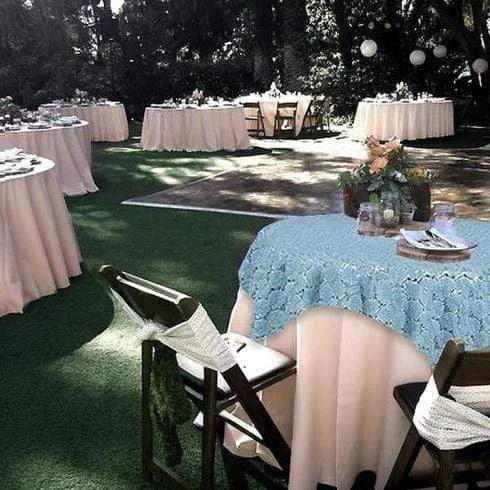 72" X 72" Satin Ribbon Flowers On Lace Table Overlay 16 72" X 72" Satin Ribbon Flowers On Lace Table Overlay - Image 14