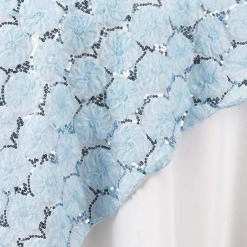 72" X 72" Satin Ribbon Flowers On Lace Table Overlay 20 72" X 72" Satin Ribbon Flowers On Lace Table Overlay - Image 18