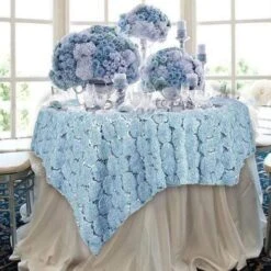 72" X 72" Satin Ribbon Flowers On Lace Table Overlay 36 72" X 72" Satin Ribbon Flowers On Lace Table Overlay -Optimal Home Decoration 72 x 72 satin ribbon flowers on lace table overlay 29022486855743