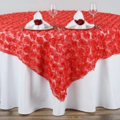 72" X 72" Satin Ribbon Roses On Lace Table Overlay -Optimal Home Decoration 72 x 72 satin ribbon roses on lace table overlay rose quartz pink 29022654595135