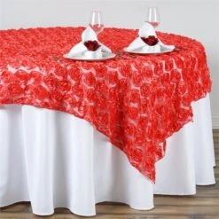 72" X 72" Satin Ribbon Roses On Lace Table Overlay -Optimal Home Decoration 72 x 72 satin ribbon roses on lace table overlay rose quartz pink lay72 32 032 29022662164543