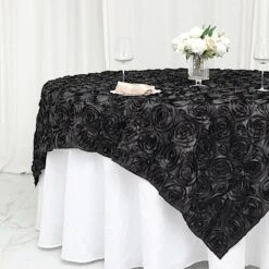 72" X 72" Satin Ribbon Roses Table Overlay -Optimal Home Decoration 72 x 72 satin ribbon roses table overlay 29433669156927