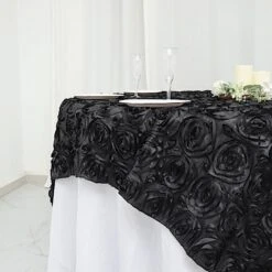72" X 72" Satin Ribbon Roses Table Overlay -Optimal Home Decoration 72 x 72 satin ribbon roses table overlay 29433669222463