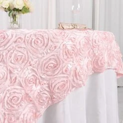 72" X 72" Satin Ribbon Roses Table Overlay -Optimal Home Decoration 72 x 72 satin ribbon roses table overlay 29519640625215