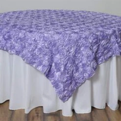 72" X 72" Satin Ribbon Roses Table Overlay -Optimal Home Decoration 72 x 72 satin ribbon roses table overlay lay72 01 lav 28944114253887
