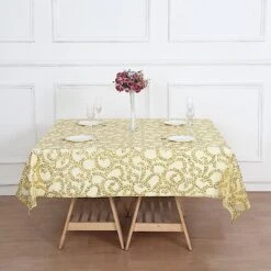 72" X 72" Tulle Square Table Overlay With Embroidered Sequins -Optimal Home Decoration 72 x 72 sequin leaf embroidered seamless tulle table overlay 30906121846847