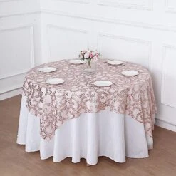 72" X 72" Tulle Square Table Overlay With Embroidered Sequins -Optimal Home Decoration 72 x 72 sequin leaf embroidered seamless tulle table overlay 30906122797119