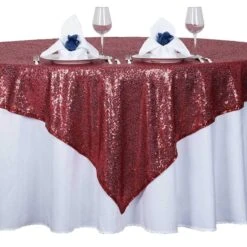 72" X 72" Sequined Table Overlay -Optimal Home Decoration 72 x 72 sequined table overlay lay72 02 burg 28944125689919