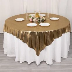 72" X 72" Polyester Square Table Overlay With Glitter Sequin Dots 24 72" X 72" Polyester Square Table Overlay With Glitter Sequin Dots -Optimal Home Decoration 72 x 72 shimmer sequin dots square polyester table overlay 30967719657535