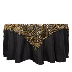 72" X 72" Tulle Square Table Overlay With Wavy Embroidered Sequins -Optimal Home Decoration 72 x 72 tulle square table overlay with wavy embroidered sequins 30899452837951