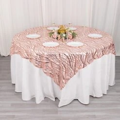 72" X 72" Tulle Square Table Overlay With Wavy Embroidered Sequins -Optimal Home Decoration 72 x 72 wave mesh square table overlay with embroidered sequins 30898150408255