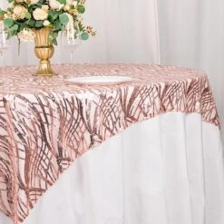 72" X 72" Tulle Square Table Overlay With Wavy Embroidered Sequins -Optimal Home Decoration 72 x 72 wave mesh square table overlay with embroidered sequins 30898150506559