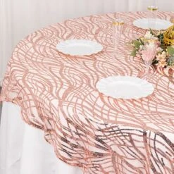 72" X 72" Tulle Square Table Overlay With Wavy Embroidered Sequins -Optimal Home Decoration 72 x 72 wave mesh square table overlay with embroidered sequins 30898150670399