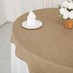 72"x72" Faux Burlap Square Table Overlay - Natural -Optimal Home Decoration 72 x72 faux burlap square table overlay natural lay72 jute03 nat 29139776274495