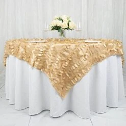 72"x72" Taffeta Square Table Overlay With 3D Leaves Petals Design 28 72"x72" Taffeta Square Table Overlay With 3D Leaves Petals Design -Optimal Home Decoration 72 x72 taffeta square table overlay with 3d leaves petals design 30739251757119