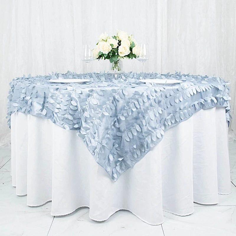 72"x72" Taffeta Square Table Overlay With 3D Leaves Petals Design 17 72"x72" Taffeta Square Table Overlay With 3D Leaves Petals Design - Image 15
