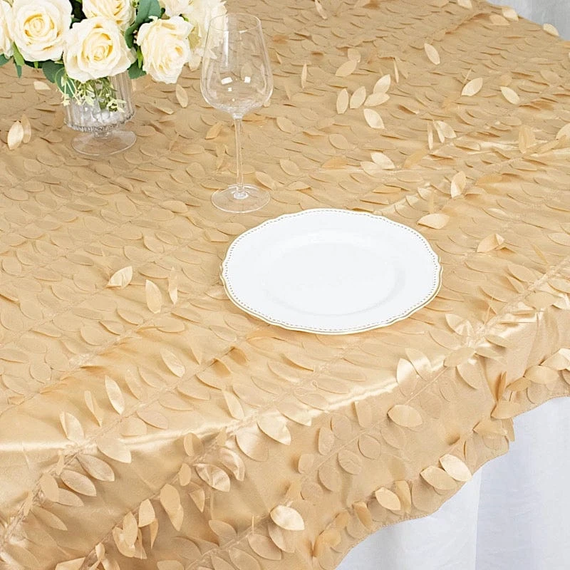 72"x72" Taffeta Square Table Overlay With 3D Leaves Petals Design 7 72"x72" Taffeta Square Table Overlay With 3D Leaves Petals Design - Image 5