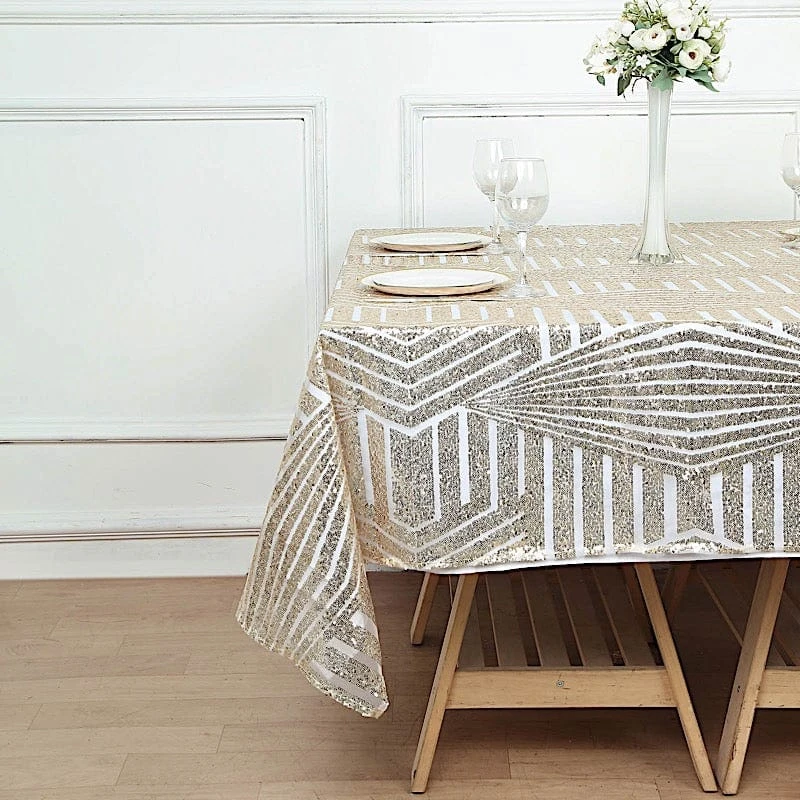 72"x72" Tulle Square Table Overlay With Sequins And Geometric Pattern 18 72"x72" Tulle Square Table Overlay With Sequins And Geometric Pattern - Image 16