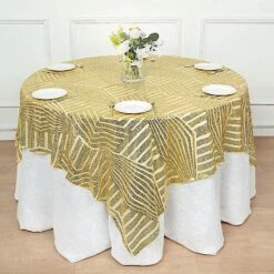72"x72" Tulle Square Table Overlay With Sequins And Geometric Pattern 41 72"x72" Tulle Square Table Overlay With Sequins And Geometric Pattern -Optimal Home Decoration 72 x72 tulle square table overlay with sequins and geometric pattern 30740542259263