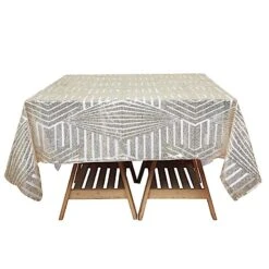 72"x72" Tulle Square Table Overlay With Sequins And Geometric Pattern 31 72"x72" Tulle Square Table Overlay With Sequins And Geometric Pattern -Optimal Home Decoration 72 x72 tulle square table overlay with sequins and geometric pattern lay72 02g chmp 30740541669439