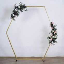 8 Ft Hexagon Metal Wedding Arch Backdrop Stand - Gold -Optimal Home Decoration 8 ft hexagon metal wedding arch backdrop stand gold bkdp stndhex1 gold 15529834381375
