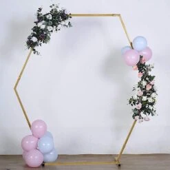 8 Ft Hexagon Metal Wedding Arch Backdrop Stand - Gold -Optimal Home Decoration 8 ft hexagon metal wedding arch backdrop stand gold bkdp stndhex1 gold 28586710106175