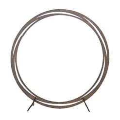 8 Ft Round Natural Wood Wedding Arch Backdrop Stand - Brown