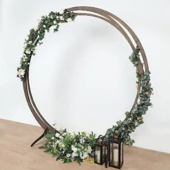 8 Ft Round Natural Wood Wedding Arch Backdrop Stand - Brown -Optimal Home Decoration 8 ft round natural wood wedding arch backdrop stand brown bkdp stndcir2 nat 30124951437375