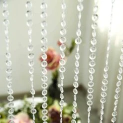 8 Ft X 3 Ft Clear Acrylic Diamond Cut Beaded Door Curtain With Metal Rod Top -Optimal Home Decoration 8 ft x 3 ft clear acrylic diamond cut beaded door curtain with metal rod top cur f01 96 clr 5172249591871