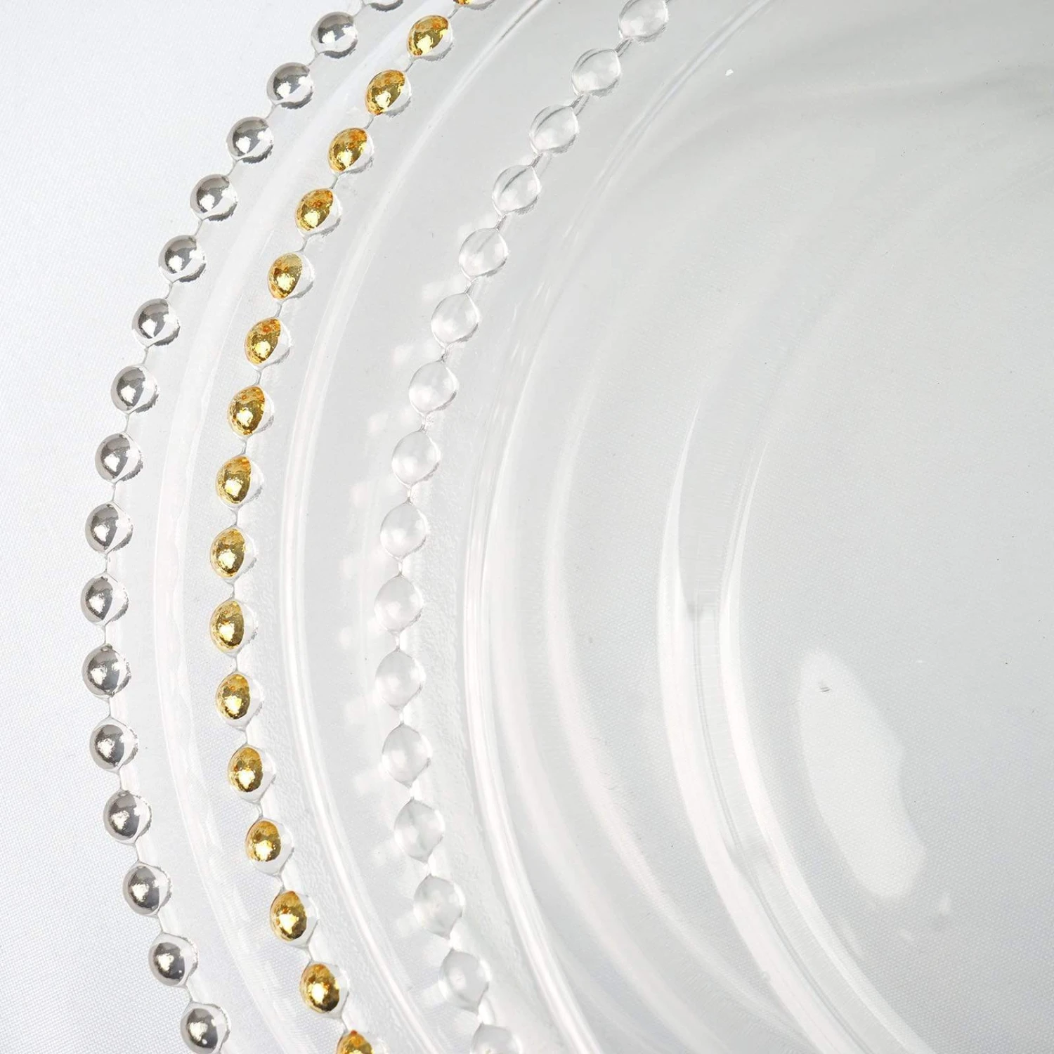 8 Pcs 12" Round Gold Rim Glass Charger Plates - Clear With Gold 7 8 Pcs 12" Round Gold Rim Glass Charger Plates - Clear With Gold - Image 5