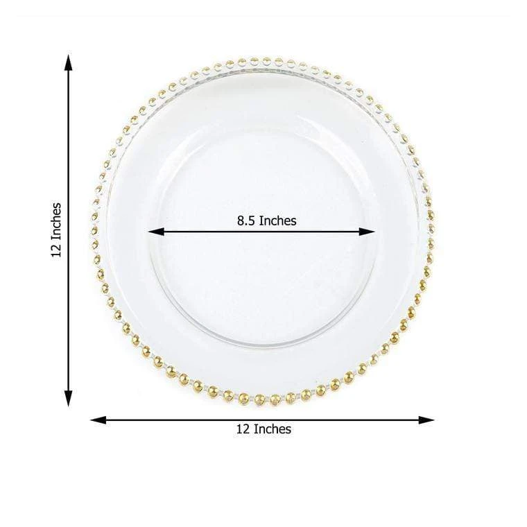 8 Pcs 12" Round Gold Rim Glass Charger Plates - Clear With Gold 11 8 Pcs 12" Round Gold Rim Glass Charger Plates - Clear With Gold - Image 9