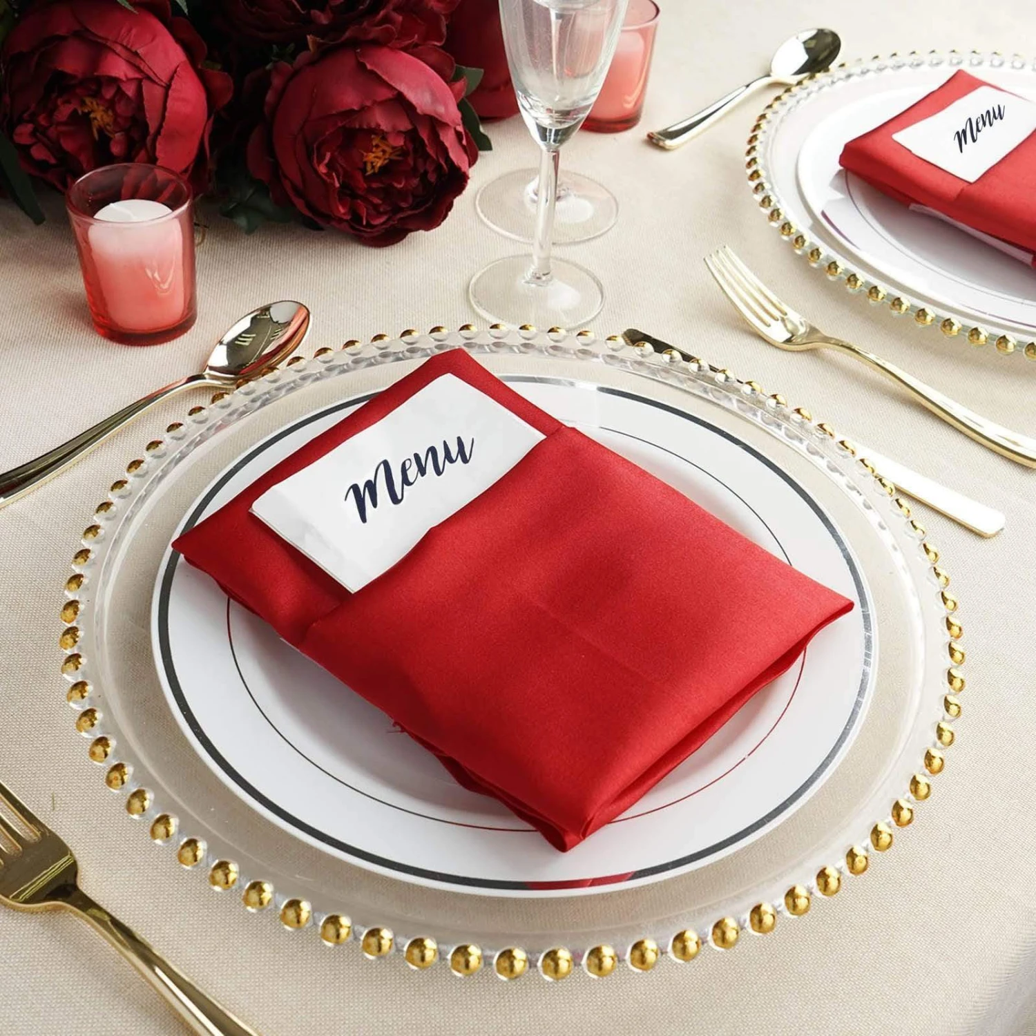 8 Pcs 12" Round Gold Rim Glass Charger Plates - Clear With Gold 5 8 Pcs 12" Round Gold Rim Glass Charger Plates - Clear With Gold - Image 3