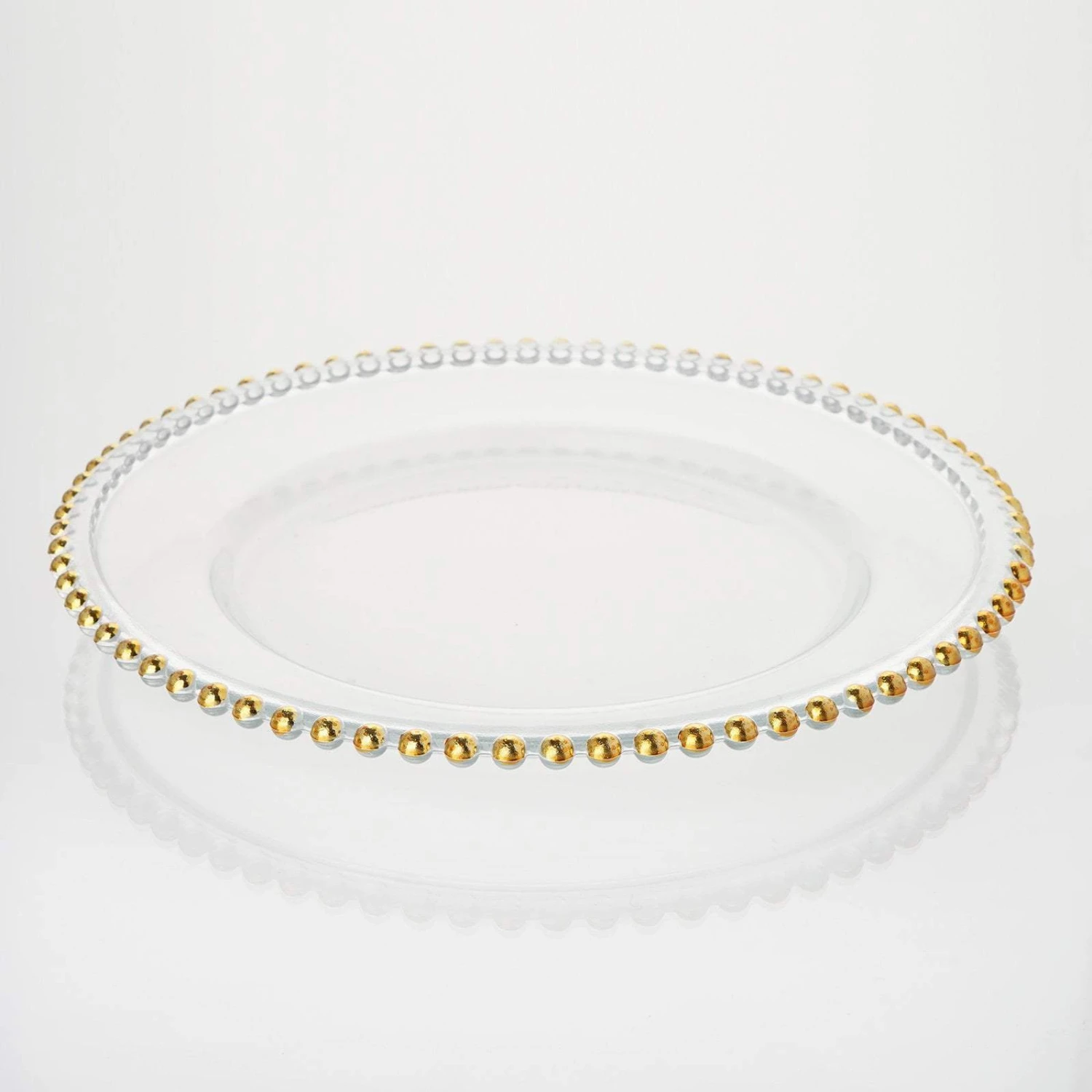 8 Pcs 12" Round Gold Rim Glass Charger Plates - Clear With Gold 3 8 Pcs 12" Round Gold Rim Glass Charger Plates - Clear With Gold