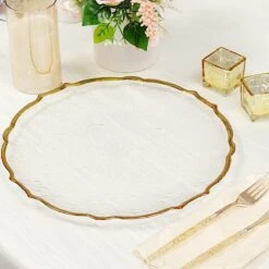 8 Round 13" Glass Charger Plates With Scalloped Rim - Clear And Gold 17 8 Round 13" Glass Charger Plates With Scalloped Rim - Clear And Gold -Optimal Home Decoration 8 pcs 13 glass charger plates with scalloped edges design clear and gold chrg glas0008 gold 29308383723583