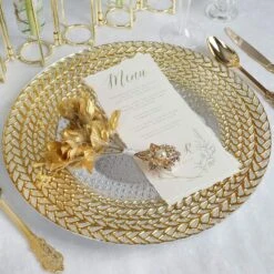 8 Pcs 13" Round Clear Glass Charger Plates With Braided Rim -Optimal Home Decoration 8 pcs 13 round clear glass charger plates with braided rim 28993027211327