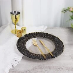 8 Pcs 13" Round Clear Glass Charger Plates With Braided Rim -Optimal Home Decoration 8 pcs 13 round clear glass charger plates with braided rim 29024070697023