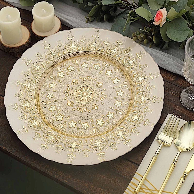 8 Round 13" Monaco Style Glass Charger Plates - Gold 5 8 Round 13" Monaco Style Glass Charger Plates - Gold - Image 3