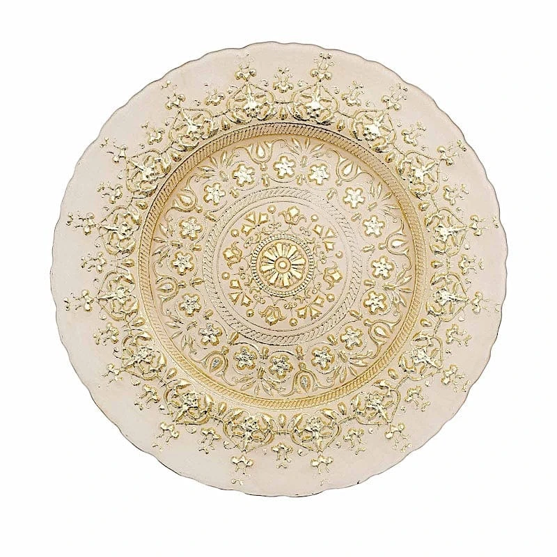 8 Round 13" Monaco Style Glass Charger Plates - Gold 3 8 Round 13" Monaco Style Glass Charger Plates - Gold