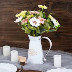 9" Decorative Vintage Metal Garden Water Pitcher Centerpiece - White -Optimal Home Decoration 9 decorative vintage metal garden water pitcher centerpiece white plnt met 003 s wht 30805323317311