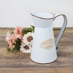 9" Decorative Vintage Metal Garden Water Pitcher Centerpiece - White -Optimal Home Decoration 9 decorative vintage metal garden water pitcher centerpiece white plnt met 003 s wht 30805323350079