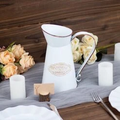 9" Decorative Vintage Metal Garden Water Pitcher Centerpiece - White -Optimal Home Decoration 9 decorative vintage metal garden water pitcher centerpiece white plnt met 003 s wht 30805323382847